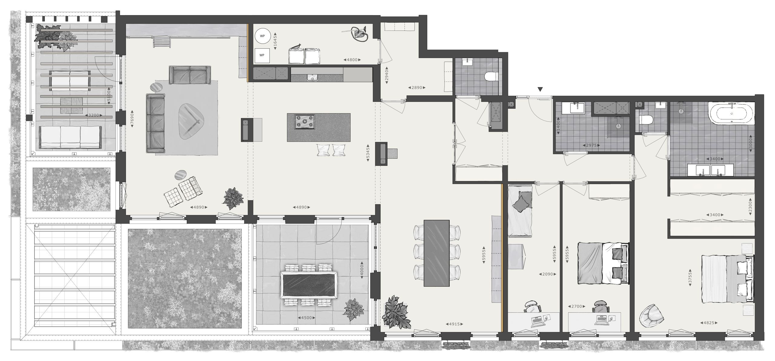 Plattegrond woningplattegrond goudenbeuk Type Goudenbeuk Paviljoen in den Houte