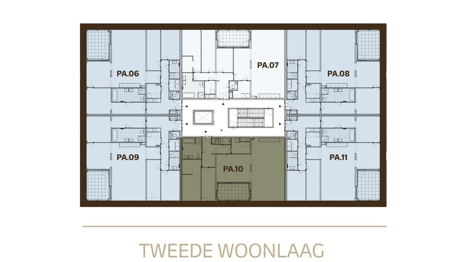 Plattegrond verdiepingsplattegrond 2e woonlaag Type Kastanje - bnrs PA.11 & PA.17 Paviljoen in den Houte
