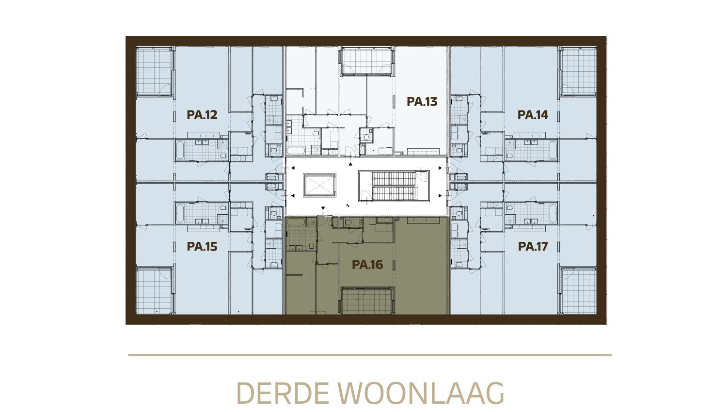Plattegrond verdiepingsplattegrond 3e woonlaag Type Els Paviljoen in den Houte