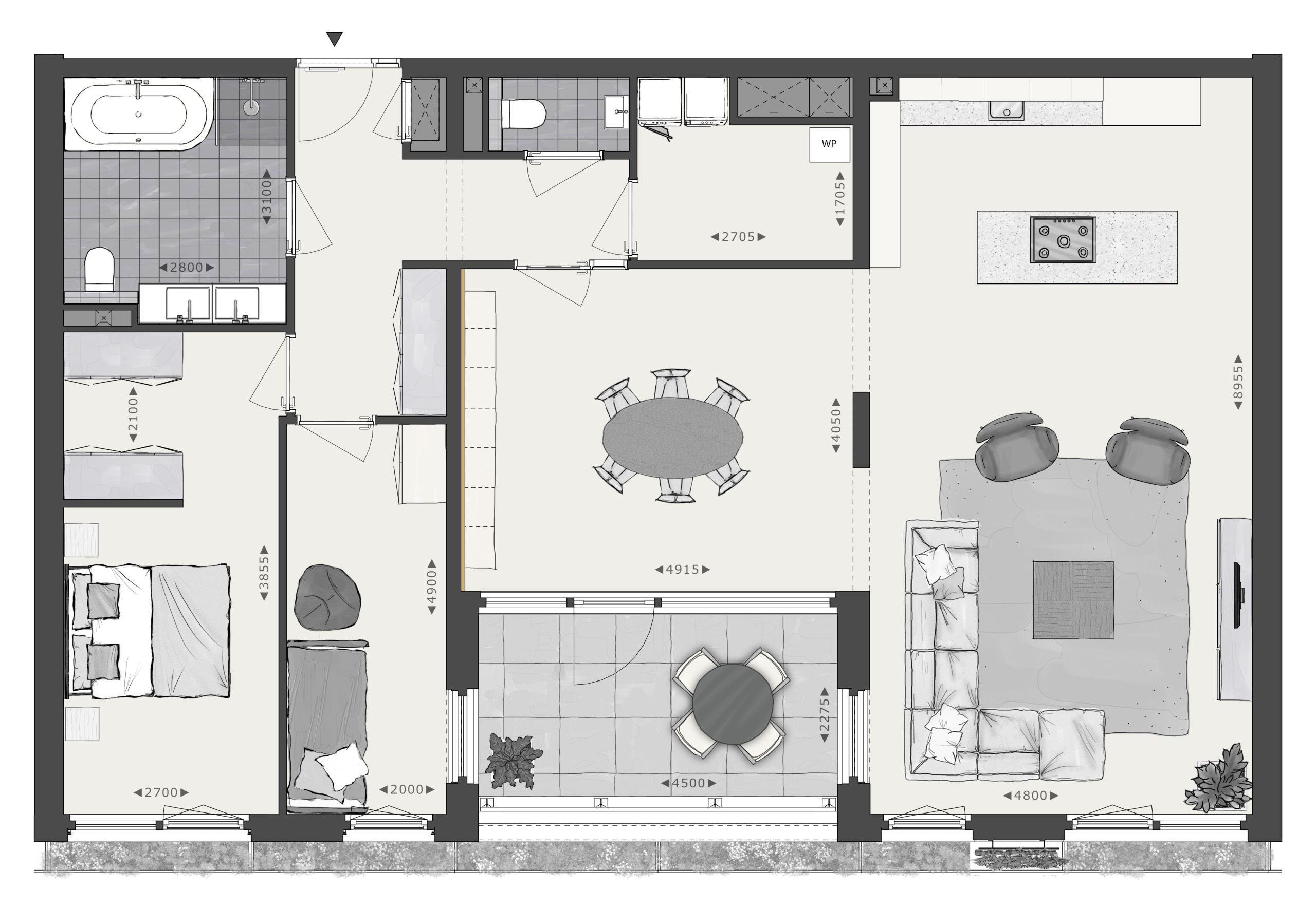 Plattegrond woningplattegrond berk Type Berk Paviljoen in den Houte