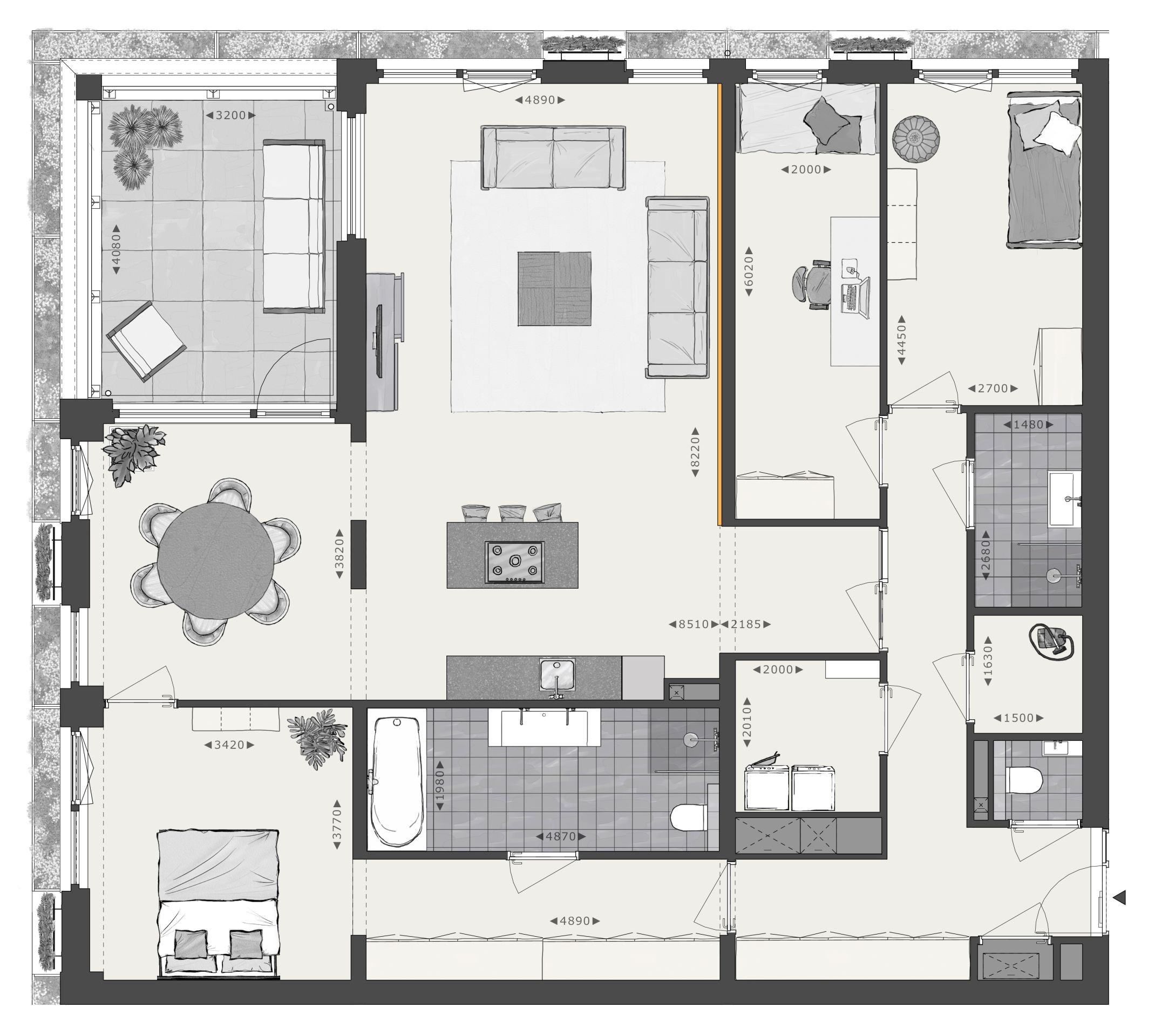 Plattegrond woningplattegrond kastanje - gespiegeld voor pa03 pa08 pa09 pa14 pa15 Type Kastanje - bnrs PA.09 & PA.15 Paviljoen in den Houte